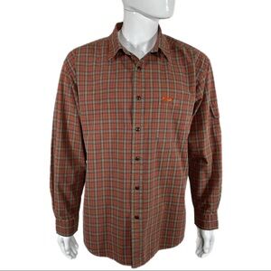 American Eagle Men’s Plaid Cargo Pocket Long Sleeve Button Down Shirt